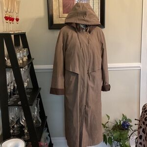 Women's Brown Hooded Long Trench Coat